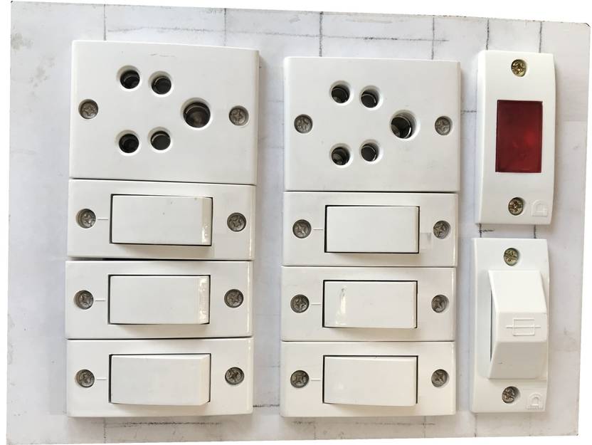 SAIFPRO Heavy Duty Electric Switch Board (6 Switches,2 Sockets,1 Indicator ,1 Fuse) 6 A Three