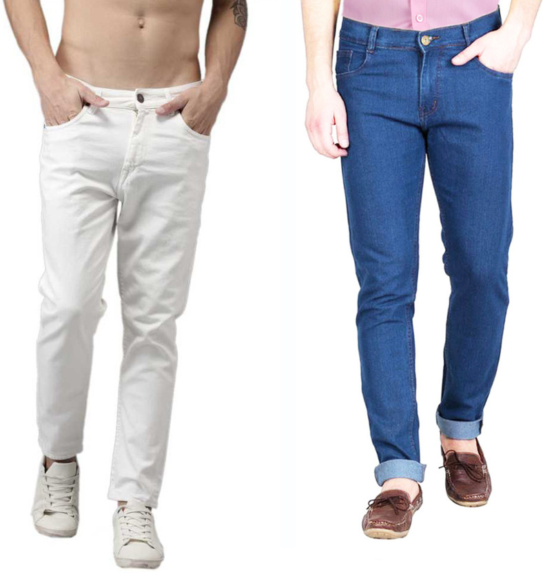 Fun Tree Slim Men White, Blue Jeans 