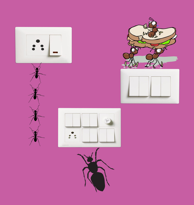 Creatick Studio 8 cm Switch Board Sticker - - Switch Panel Stickers Wall Sticker Set of 3 - Light Switch Sticker Self Adhesive Sticker(Pack of 3)