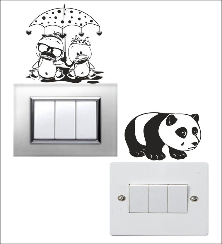 Sticker Hub 12 cm Switch Board Sticker - Wall Decorative - Switch Panel Stickers Wall Sticker Self Adhesive Sticker(Pack of 2)