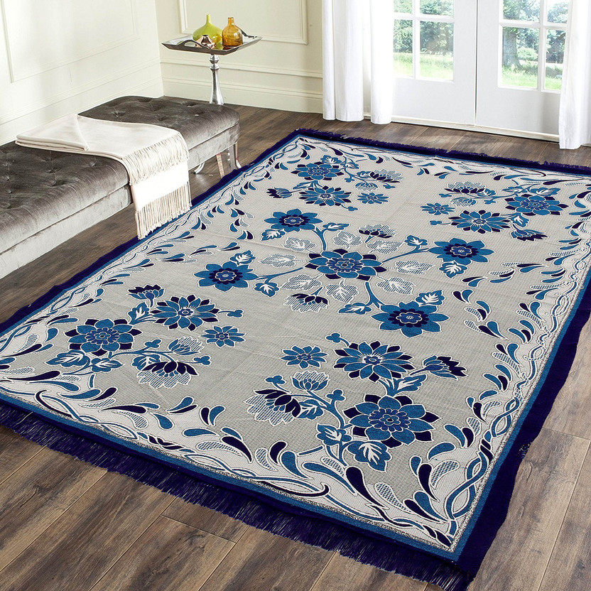 Flipkart SmartBuy 4 ft  X 6 ft Cotton Carpet(Rectangle, Blue)