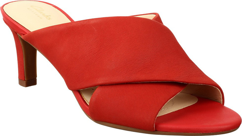 clarks heels for women red