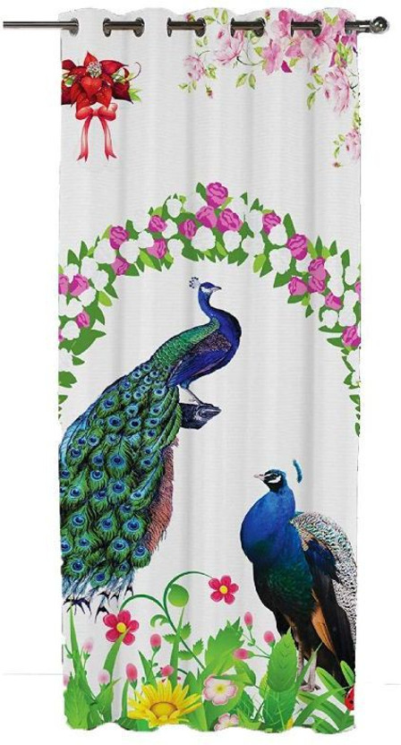 Indiancraft 274 cm (9 ft) Long Door Polyester Semi Transparent Curtain Single Curtain(Multicolor, Printed)