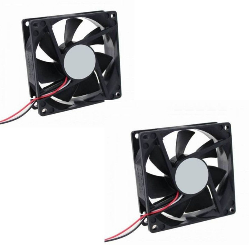 Mexico DC FAN - 80X80X25MM (12V) Pack of 2 for PC Case, CPU Cooler Radiator Fan with Radiator All in one Cooler(Black)