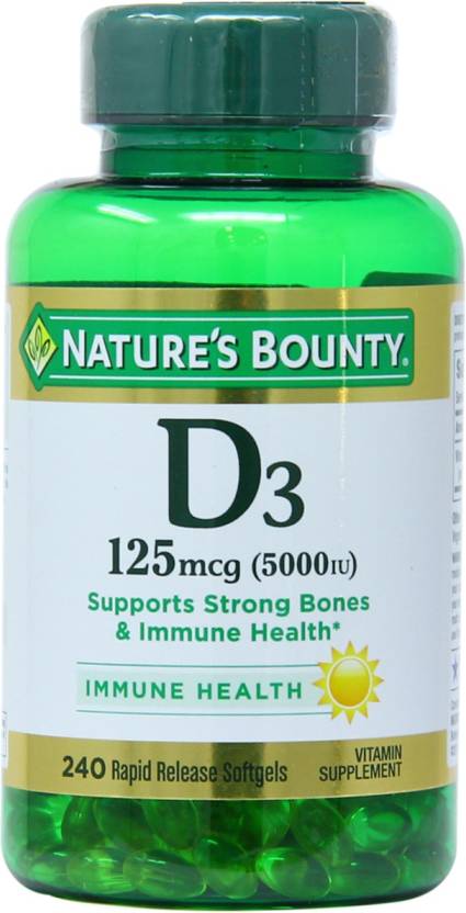 Nature's Bounty Vitamin D3 125 mcg (5000IU), 400 Rapid Release Softgels ...