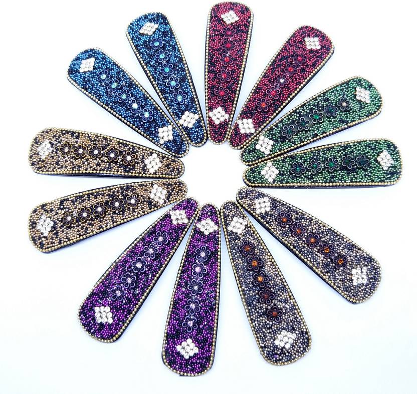 M K Designs Designer Tic Tac Hair Pins for Women and Girls ( SET of 6