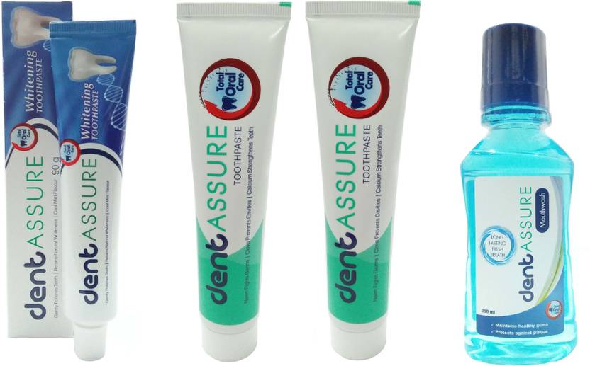 DENTASSURE Combo of 1 Whitening + 2 oral care toothpaste +1 mouthwash