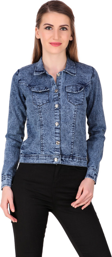 Sleeve Solid Women Denim Jacket 