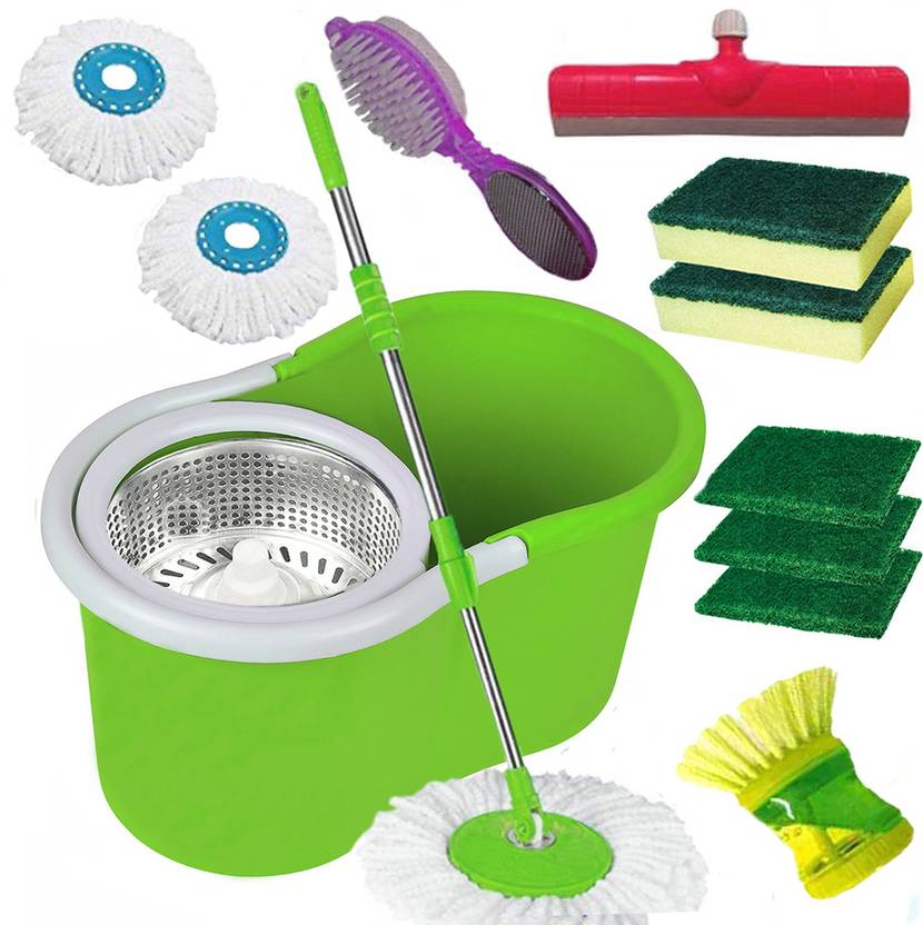 VMOP Combo Classic Magic Spin Bucket Mop 360 Degree Self Spin Cleaning Wringing GSS76 Mop Set