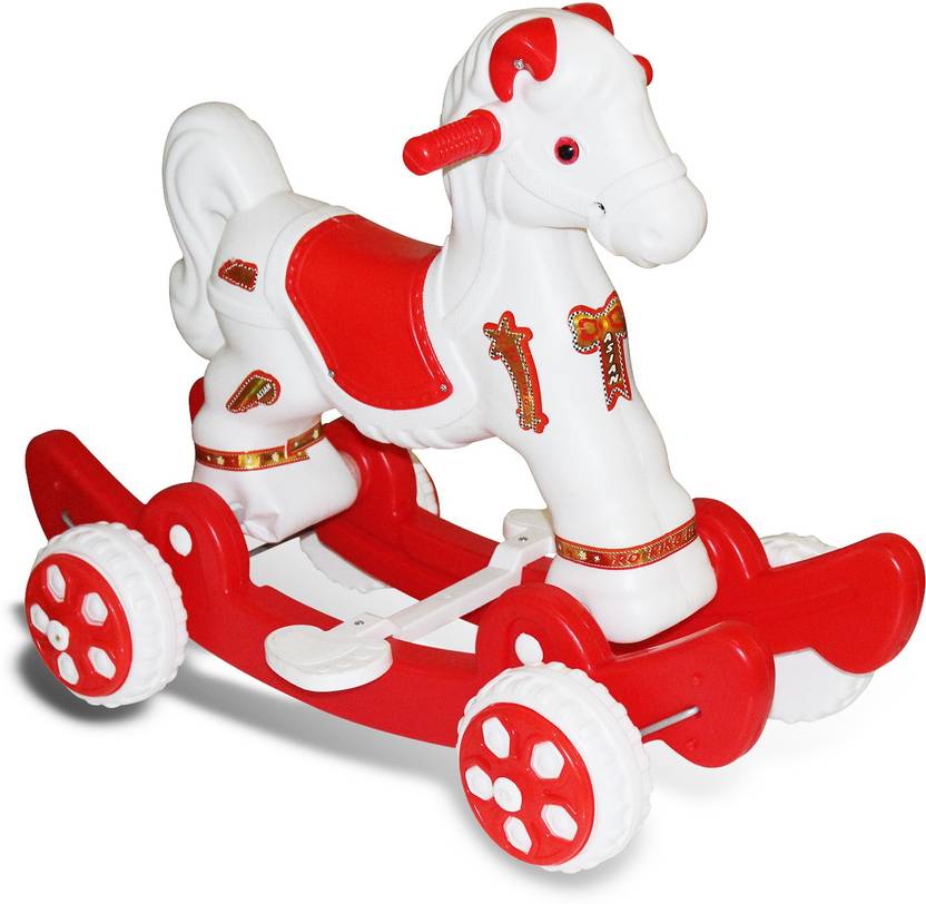 AKSHAT Red And WHITE Baby Toy Horse CHETAK rider / rocker with footrest ...