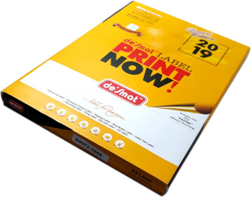 DESMAT A4 ST2 Size Paper Labels Sticker For Laser, Inkjet & Copiers