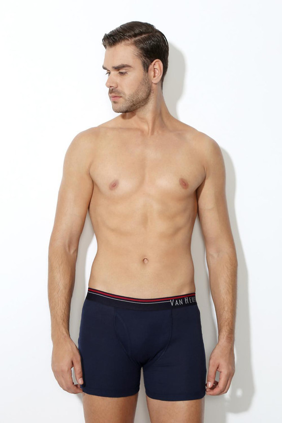 VAN HEUSEN Men Men Navy Pack of 2 Solid Antibacterial Colour Fresh Boxer Briefs Brief