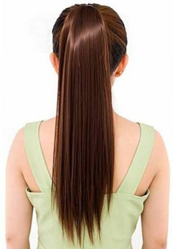 DDIVINE Straight Brown Ribbon Ponytail Hair Extension Price in India