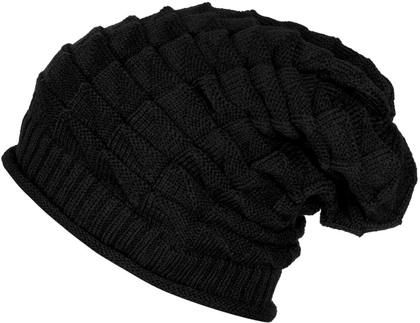 ALAMOS Solid Woolen Black Beanie Cap 