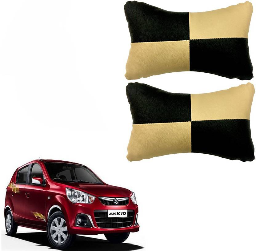 AdroitZ Black, Beige Leatherite Car Pillow Cushion for Maruti Suzuki