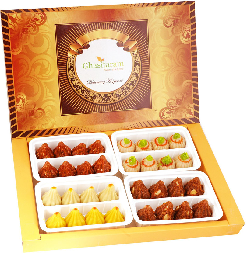 Ghasitaram Gifts Big Box of Mawa , Kaju Anjeer/Figs Modaks and Dodha Barfi Modaks(4 x 200 g)