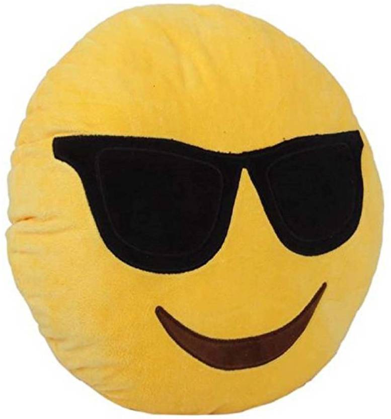 Rk SUNLIGHT Smiley Emoji Crazy Sunglass Soft Plush Pillows (Yellow