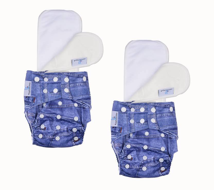 BabyCenterIndia Reusable Cloth Diaper For Heavy Absorbency (denim (pack