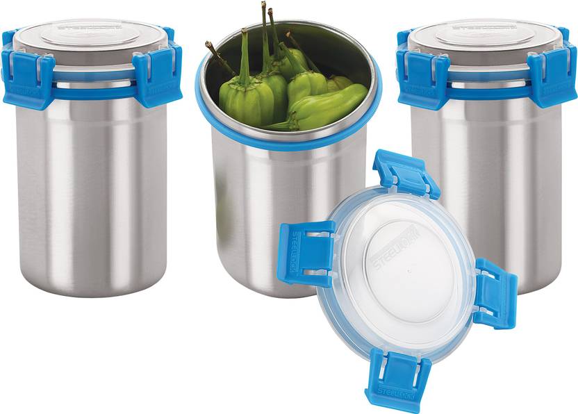 Steel Lock Airtight & Leak Proof Stainless Steel 650 ml Each Container
