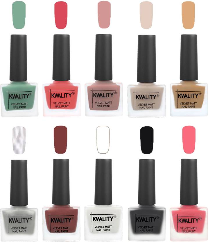 Kwality Velvet Dull Matte Nail Paint 197202252 multicolor Price in