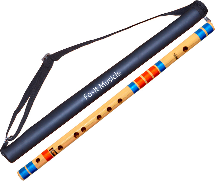 Foxit D Natural 7 Hole Right Hand Bansuri Size 18 inches Bamboo Flute(46 cm)