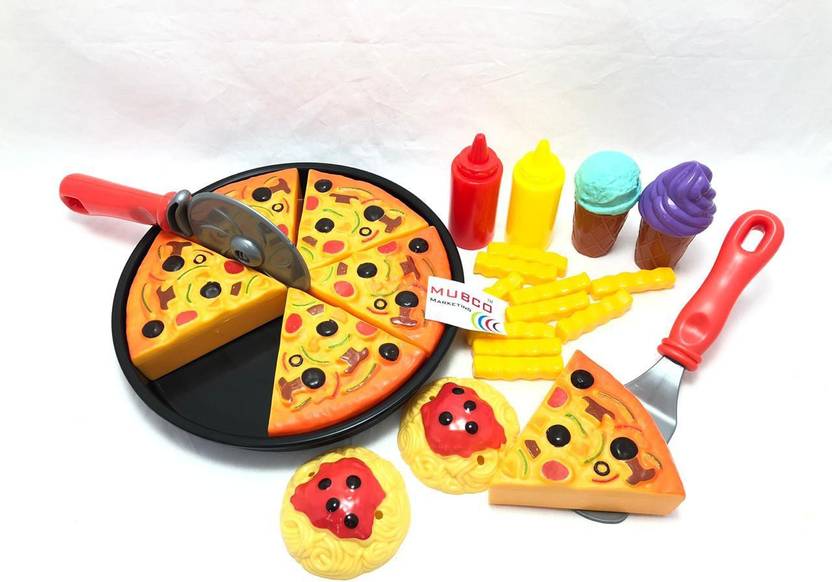 Mubco Pizza Set Toys for Kids, Kitchen DIY Pretend Role Play Pizza
