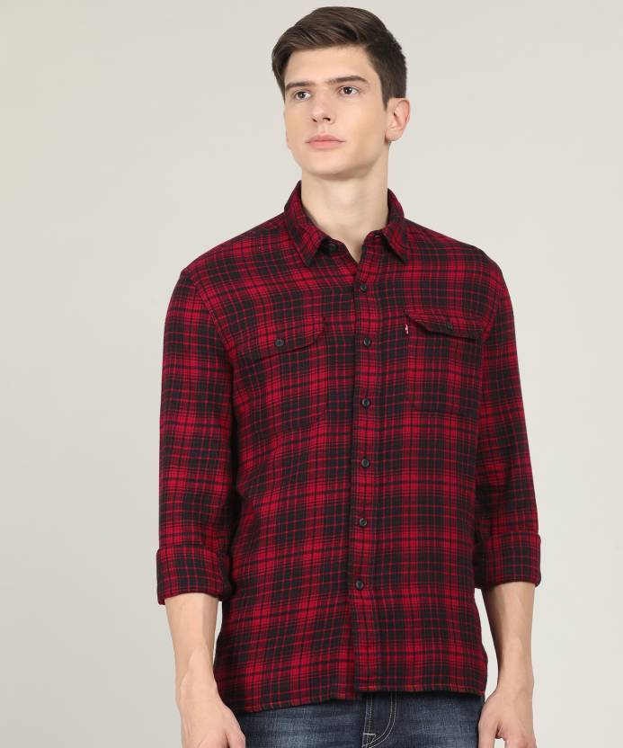 LEVI'S Men Checkered Casual Red, Black Shirt - Buy Red LEVI'S Men Checkered  Casual Red, Black Shirt Online at Best Prices in India 
