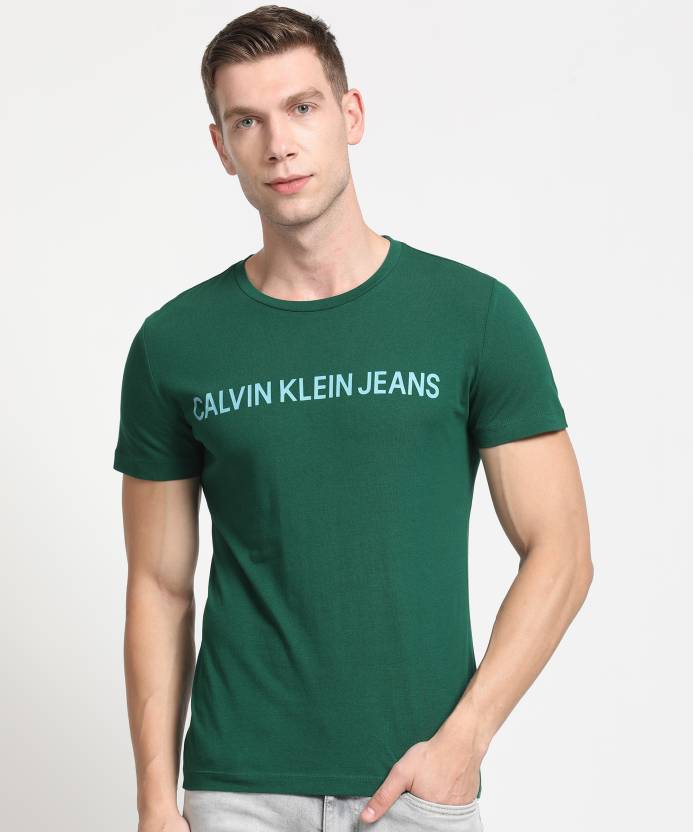 Calvin Klein Jeans Printed Men Round Neck Green T-Shirt - Buy Calvin Klein  Jeans Printed Men Round Neck Green T-Shirt Online at Best Prices in India |  