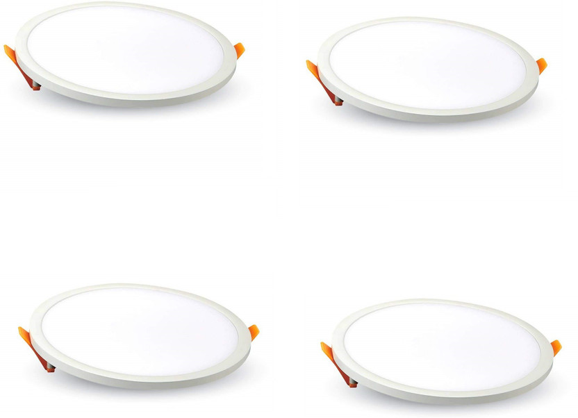 D'Mak D'Mak 22 Watt Trim less LED Round False Ceiling Panel Light with isolated LED Driver for POP (White, Pack of 04) Recessed Ceiling Light Ceiling Lamp(White)