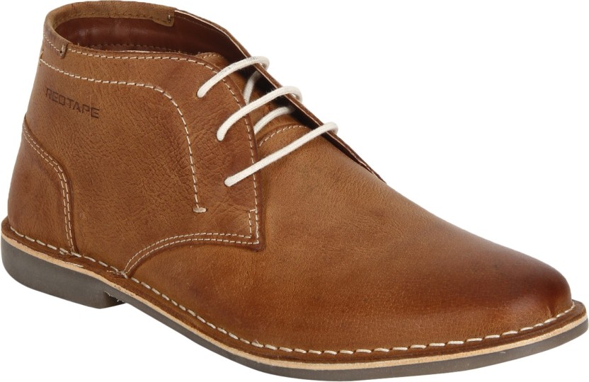 red tape chukka boots in tan leather