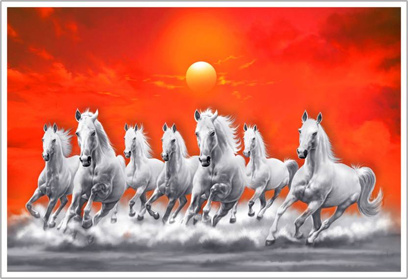 Vastu Seven Running Horse Paper Poster Paper Print Animals posters in