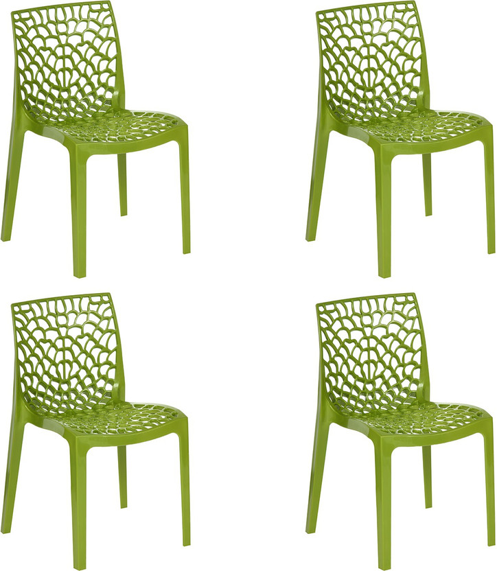 Supreme Web for Home & Garden Plastic Outdoor Chair(Mehandi Green, Set of 4, Pre-assembled)