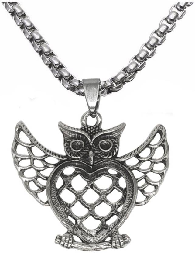 Men Style New Arrival Men Women Animal Necklace Ancient Silver Black Tone  Stainless Steel Hollow Owl Pendant Necklace Jewelry Sterling Silver  Stainless Steel Pendant Set Price in India - Buy Men Style