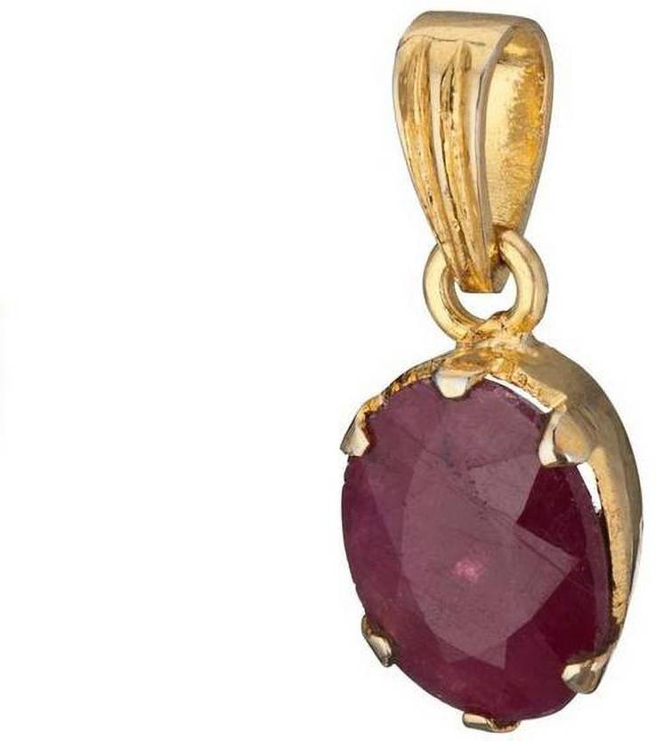 Raviour Lifestyle Ruby manak gemstone pendant for astrological benefits  Ruby Brass Pendant