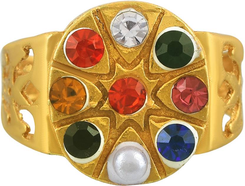 Morvi Gold Plated Brass, 9 Stones, Navratana stones ...