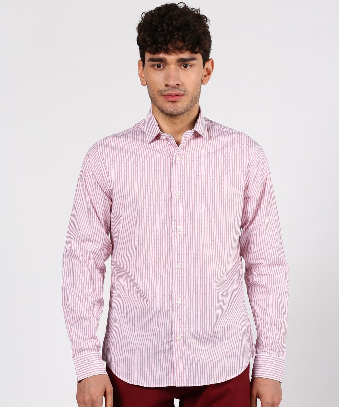 Fashion Formal Shirts Long Sleeve Shirts United Colors of Benetton Long Sleeve Shirt pink-white striped pattern 