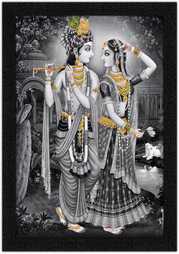 Art Amori Radhe Krishna Standing In Nature Painting with Synthetic