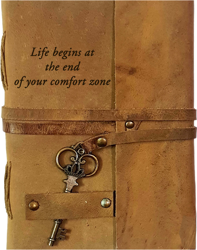 DI-KRAFT Leather Handmade Good Thought Printed Antique Key Lock Diary A5 Diary Unruled 200 Pages(Brown 6)