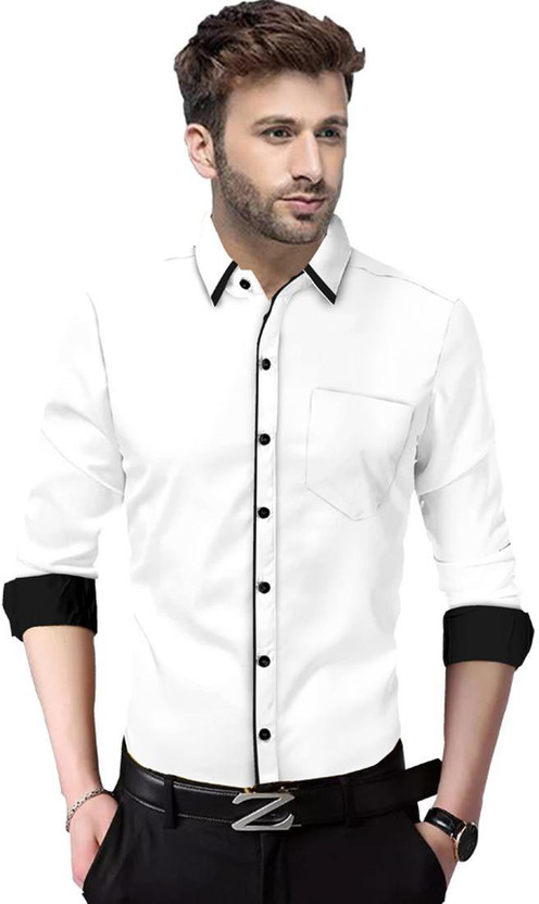 Mens black shirt with white piping Clearance