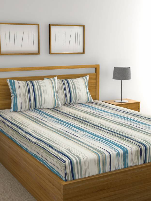 Raymond Home 104 TC Cotton Double Striped Flat Bedsheet Buy Raymond