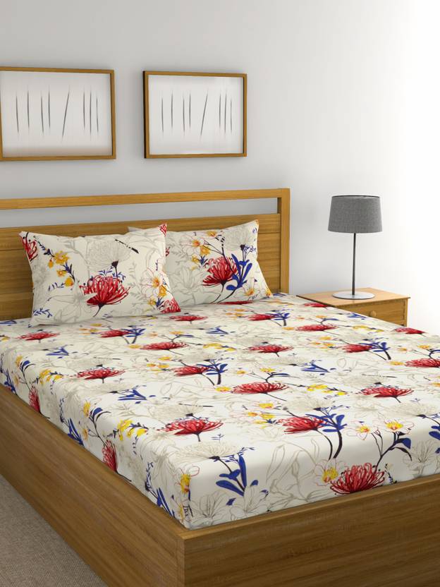 Raymond Home 104 TC Cotton Double Floral Flat Bedsheet Buy Raymond Home 104 TC Cotton Double