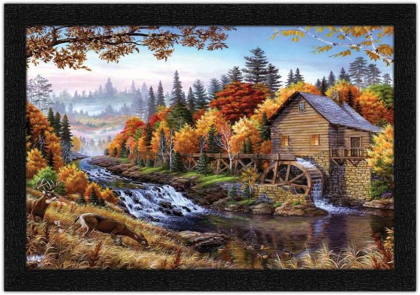 Art Amori Home In The Nature Landscape Art Painting with Synthetic