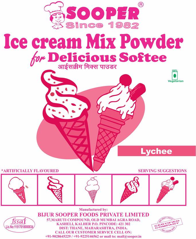 SOOPER SOFTEE ICE CREAM MIX POWDER LYCHEE Custard Powder Price in India