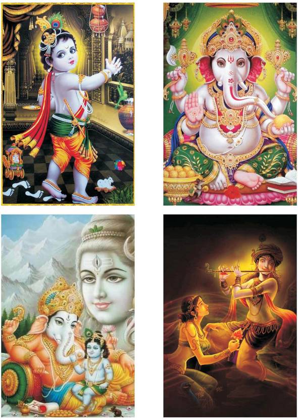 set of 4 poster God Hindu God poster God