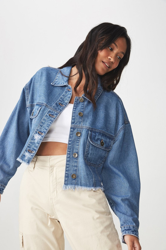 Sleeve Solid Women Denim Jacket 