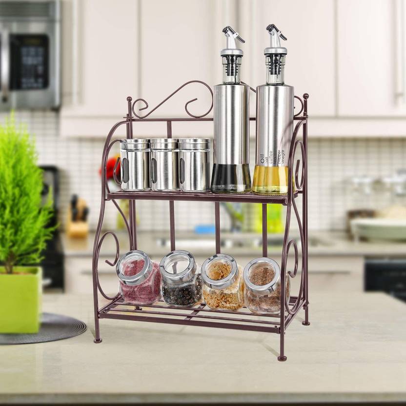 India Store 2Tier Foldable Wrought and Cast Iron Spice Shelf