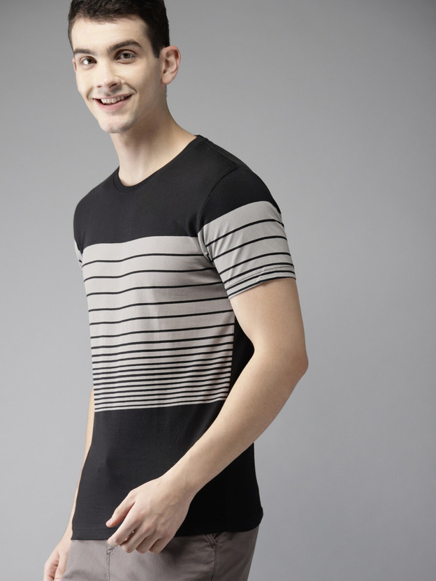 black and grey striped t shirt mens