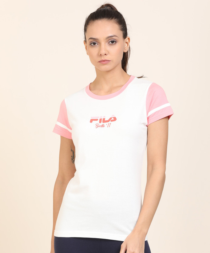 Pink and white fila shirt Clearance