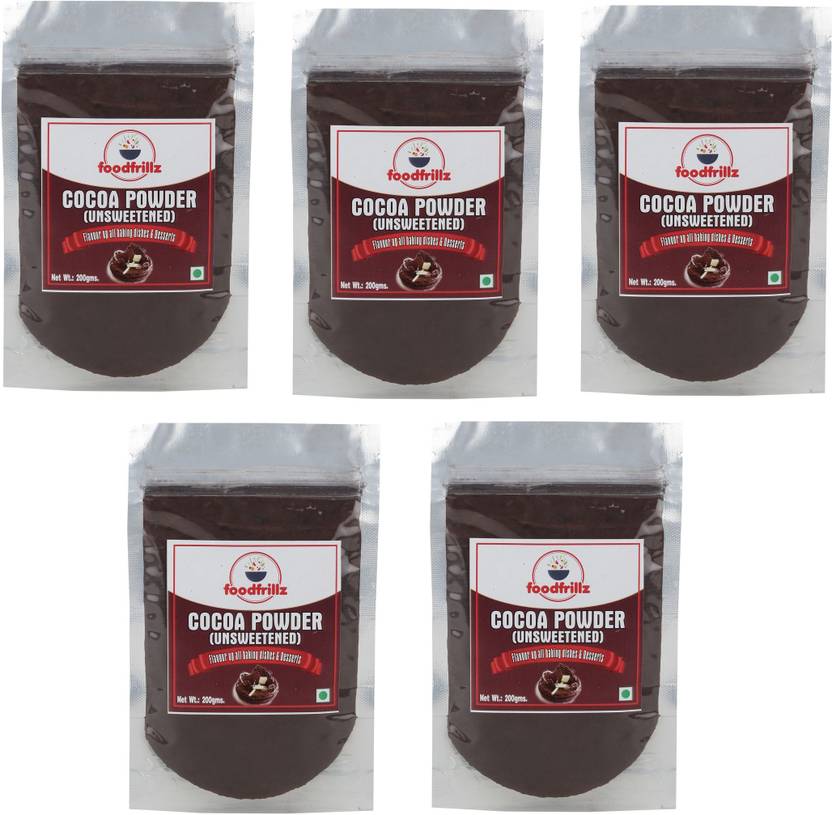 foodfrillz Cocoa Powder (Unsweetened & Dark) 200 x 5 g (1 Kg) Cocoa