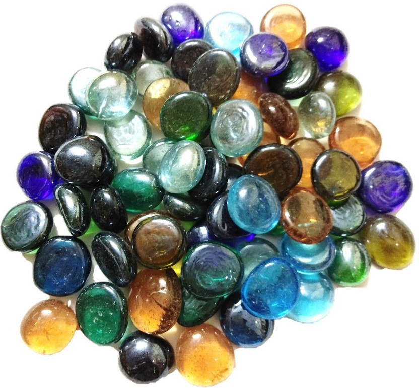DS Creations Decorative multicolored round glass stone, approx 65 pieces Gravel Unplanted Substrate(Multicolor, 0.49 kg)